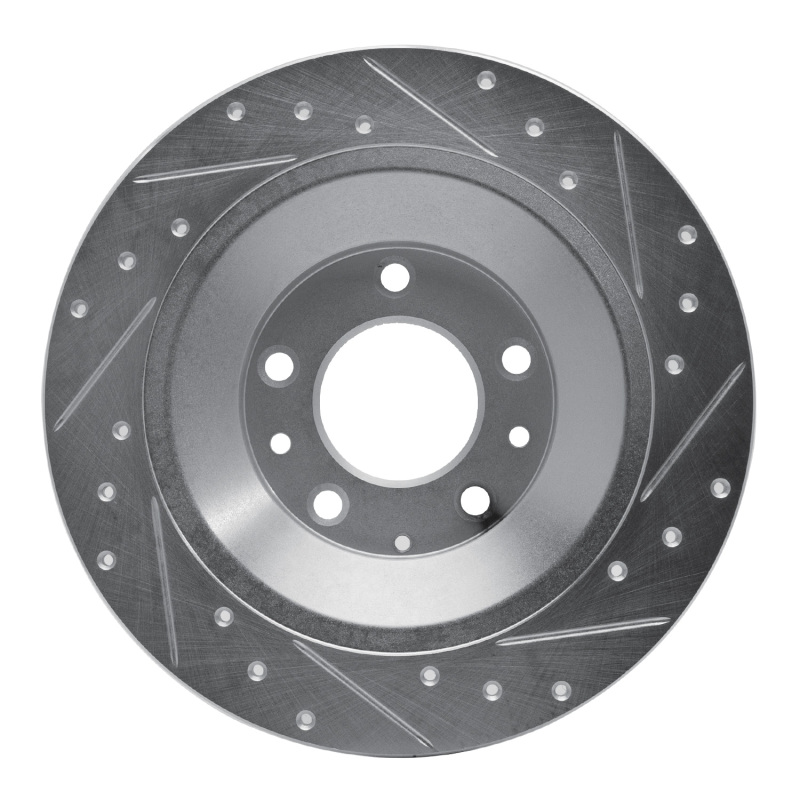 Mazda 6 Brake Rotor (1) - Rear Left - R1 Concepts - Drilled & Slotted - Silver - `06-`07